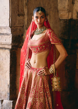 Mehraab Crimson Red Lehenga Set