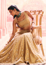 Mehraab Metallic Gold Lehenga Set