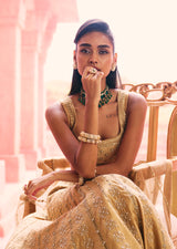 Mehraab Metallic Gold Lehenga Set