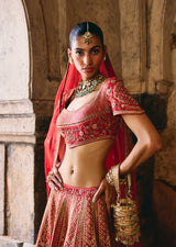 Mehraab Crimson Red Lehenga Set