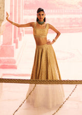 Mehraab Metallic Gold Lehenga Set
