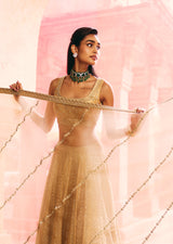 Mehraab Metallic Gold Lehenga Set