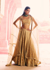 Mehraab Metallic Gold Lehenga Set