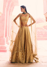 Mehraab Metallic Gold Lehenga Set