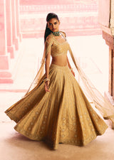 Mehraab Metallic Gold Lehenga Set