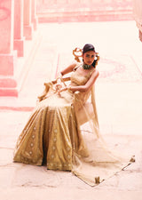 Mehraab Metallic Gold Lehenga Set