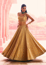 Mehraab Metallic Gold Lehenga Set