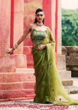 Mehraab Forest Green saree set