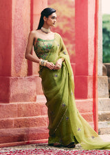 Mehraab Forest Green saree set