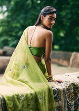 Mehraab Forest Green saree set