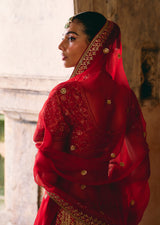 Mehraab Crimson Red Lehenga Set