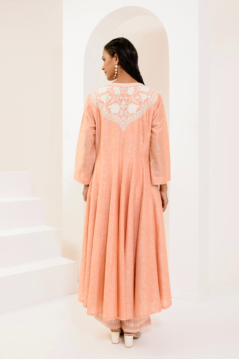 Rose gold printed panel Anarkali