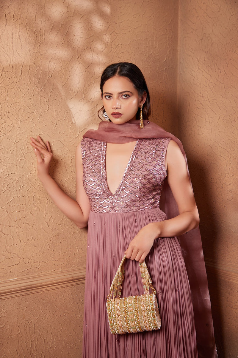 Onion Pink Sitara georgette anarkali